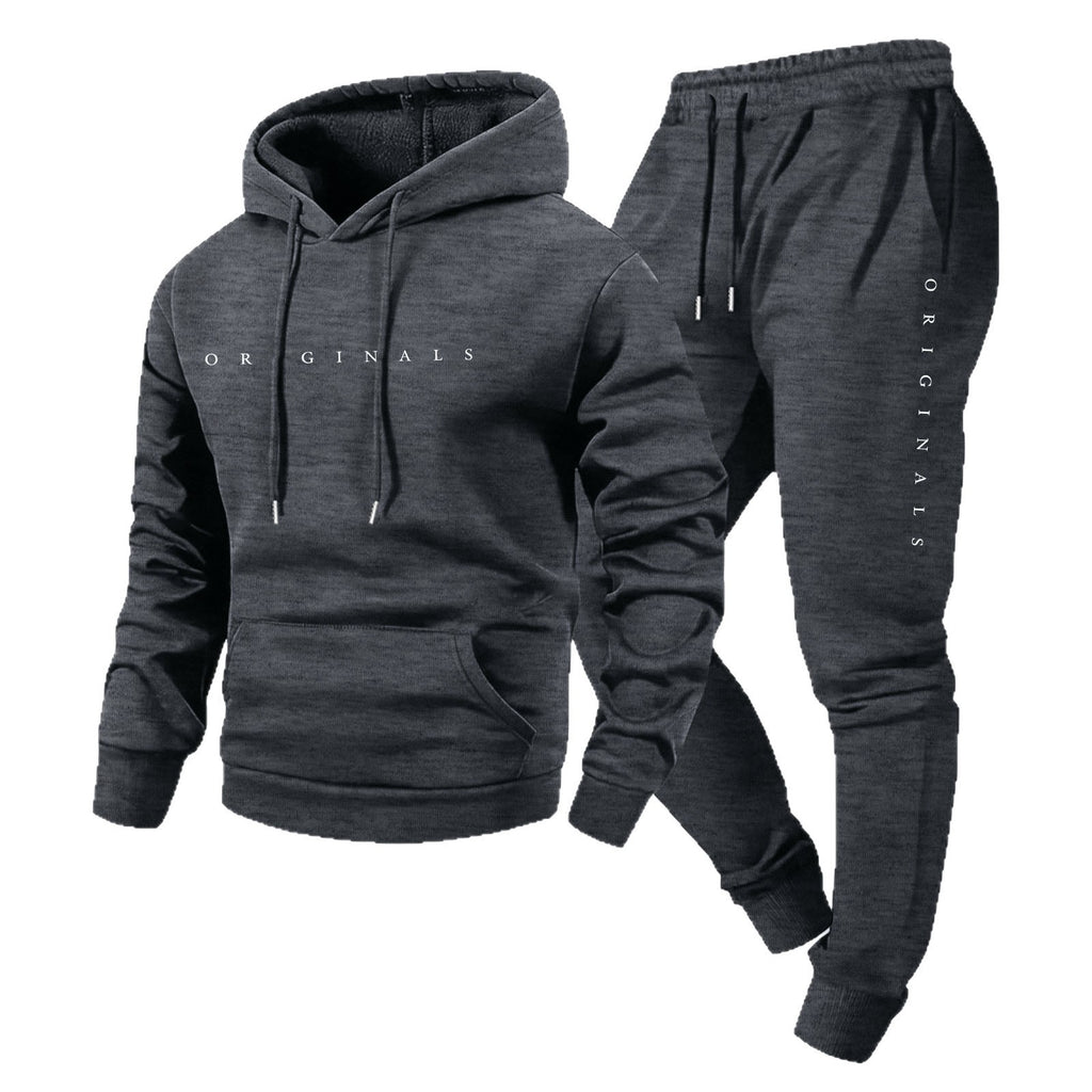 Men's Oversized Letter Print Pullover Hooded Sweatshirt Set