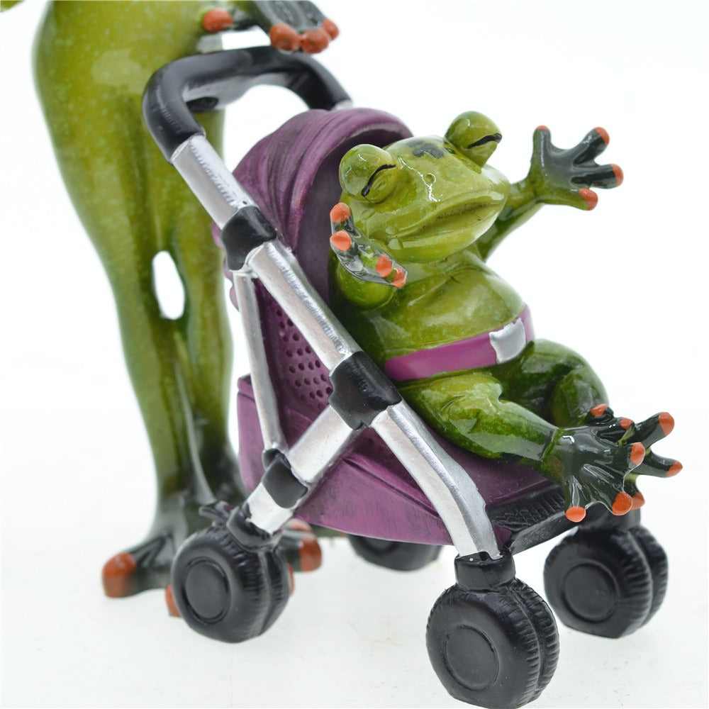 Garden home couple parent-child family frog resin ornaments