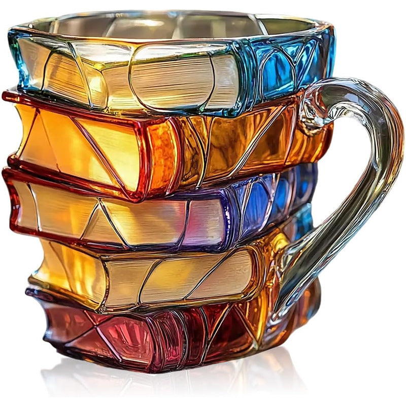 3D painted book cup unique stacked book coffee cup