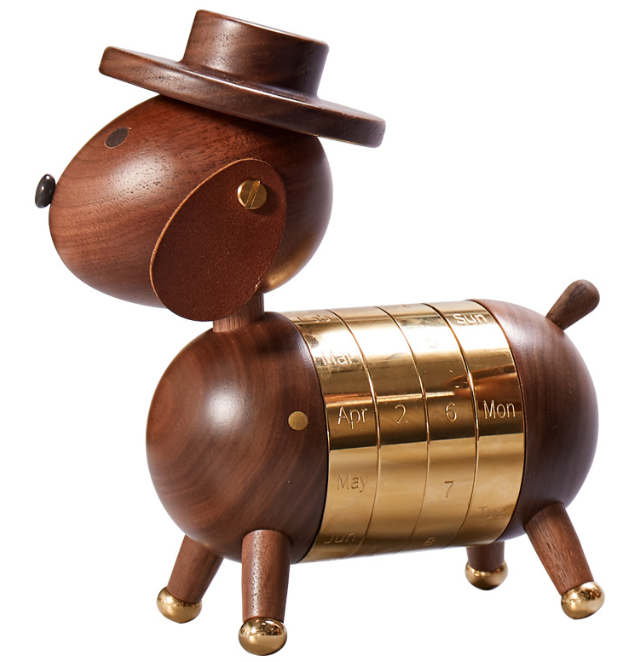 Artistic Creativity Gift Home European Decoration Wooden Crafts Gentleman Dog Calendar