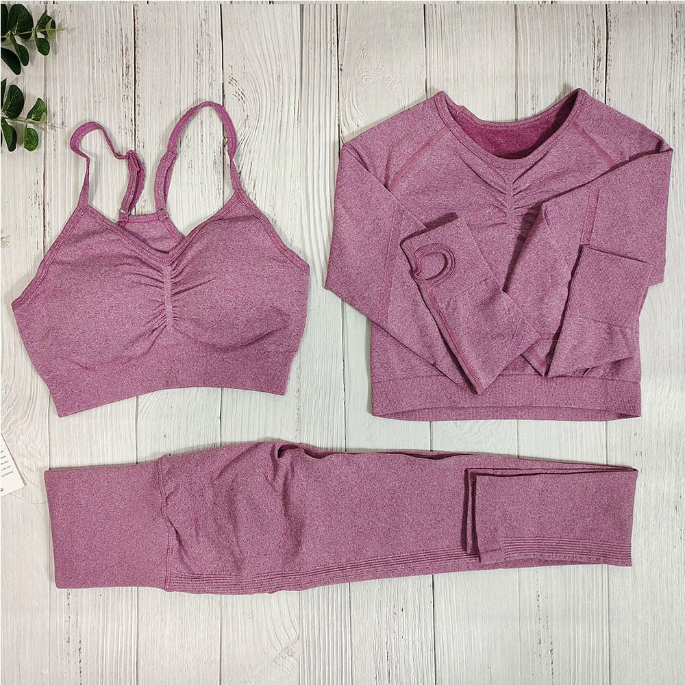 Seamless Gym Outfit Set – Top + Women's Leggings