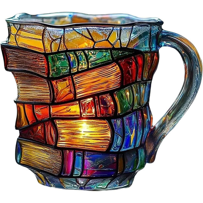 3D painted book cup unique stacked book coffee cup