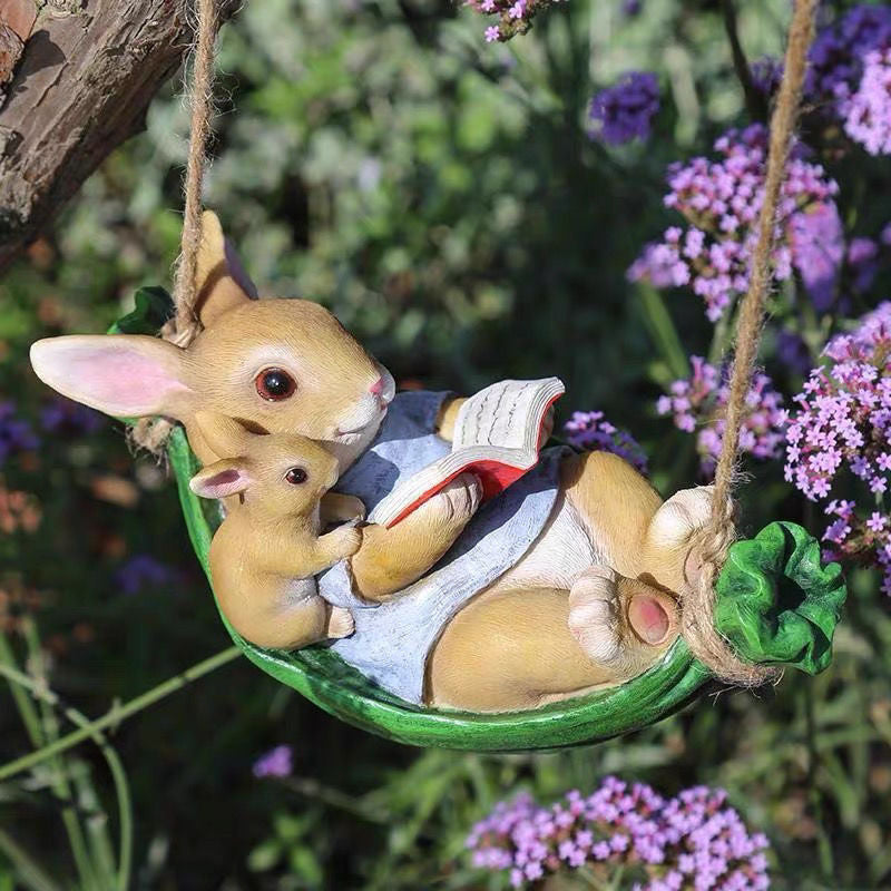 Garden Ornament Outdoor Tree Hanging Swing Decorative Novelty Balcony Animal Craft Gift