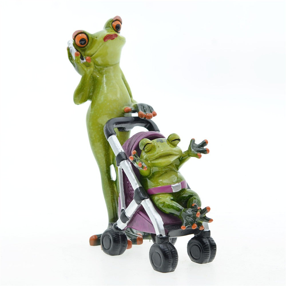 Garden home couple parent-child family frog resin ornaments