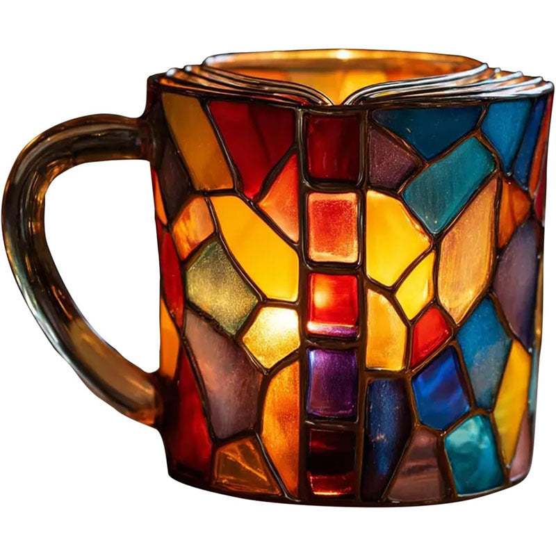 3D painted book cup unique stacked book coffee cup