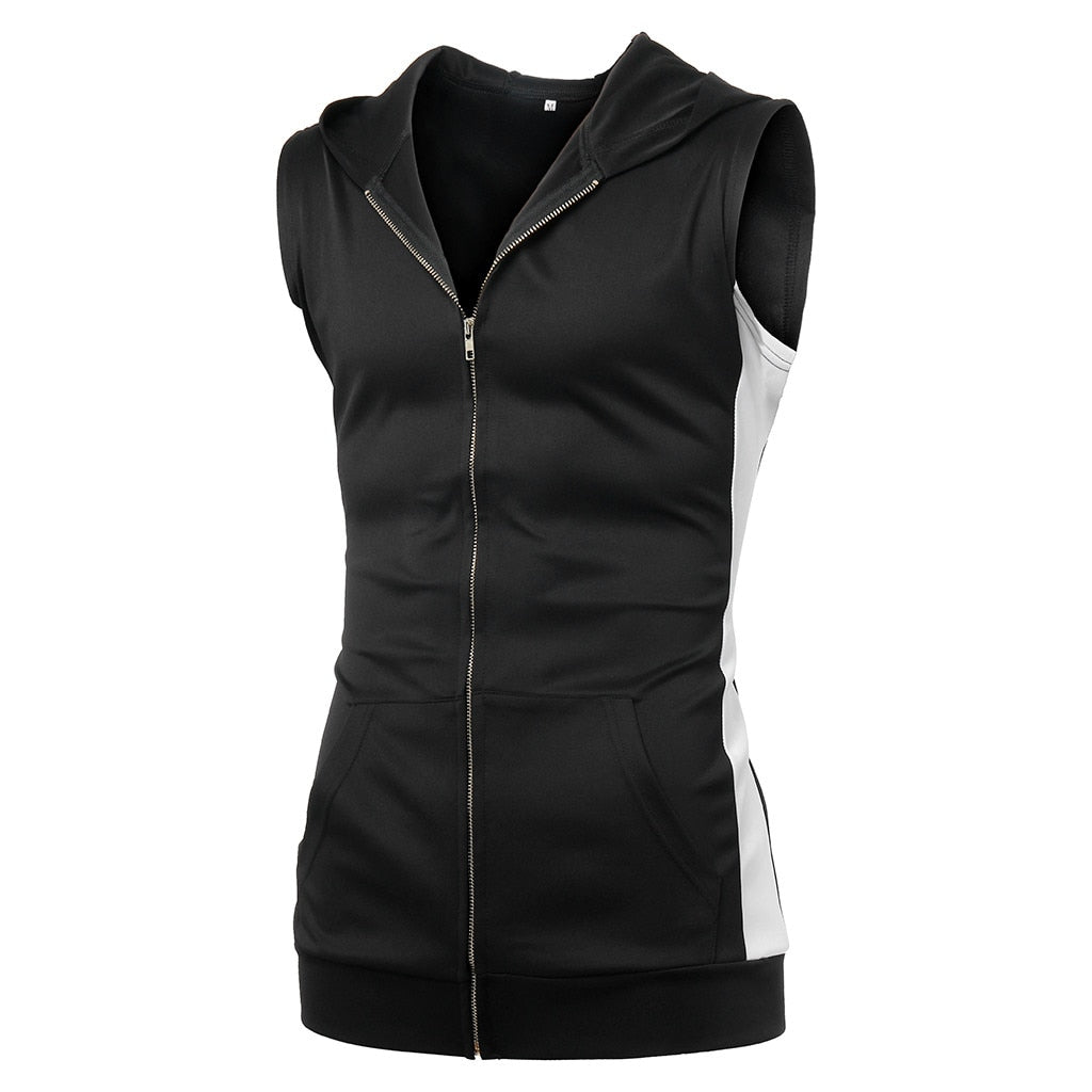 Men's Zipper Hooded Gym Vest
