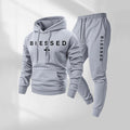Men's Casual Graphic Print Hoodie and Pants Set, Loose Fit Two-Piece Sporty Outfit