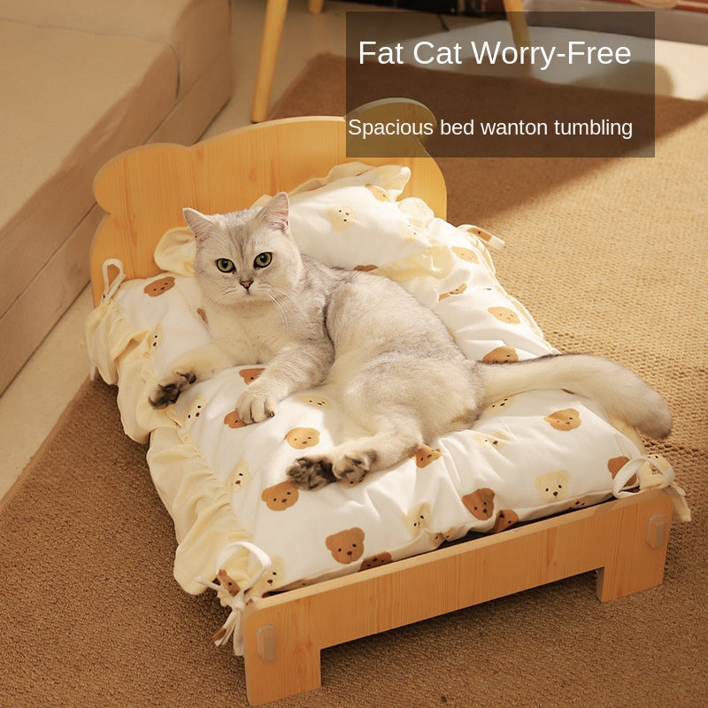 Universal Pet Bed Pet Nest Dog Nest Removable Solid Wood Bed Cute Kitten Princess Bed Pet Supplies
