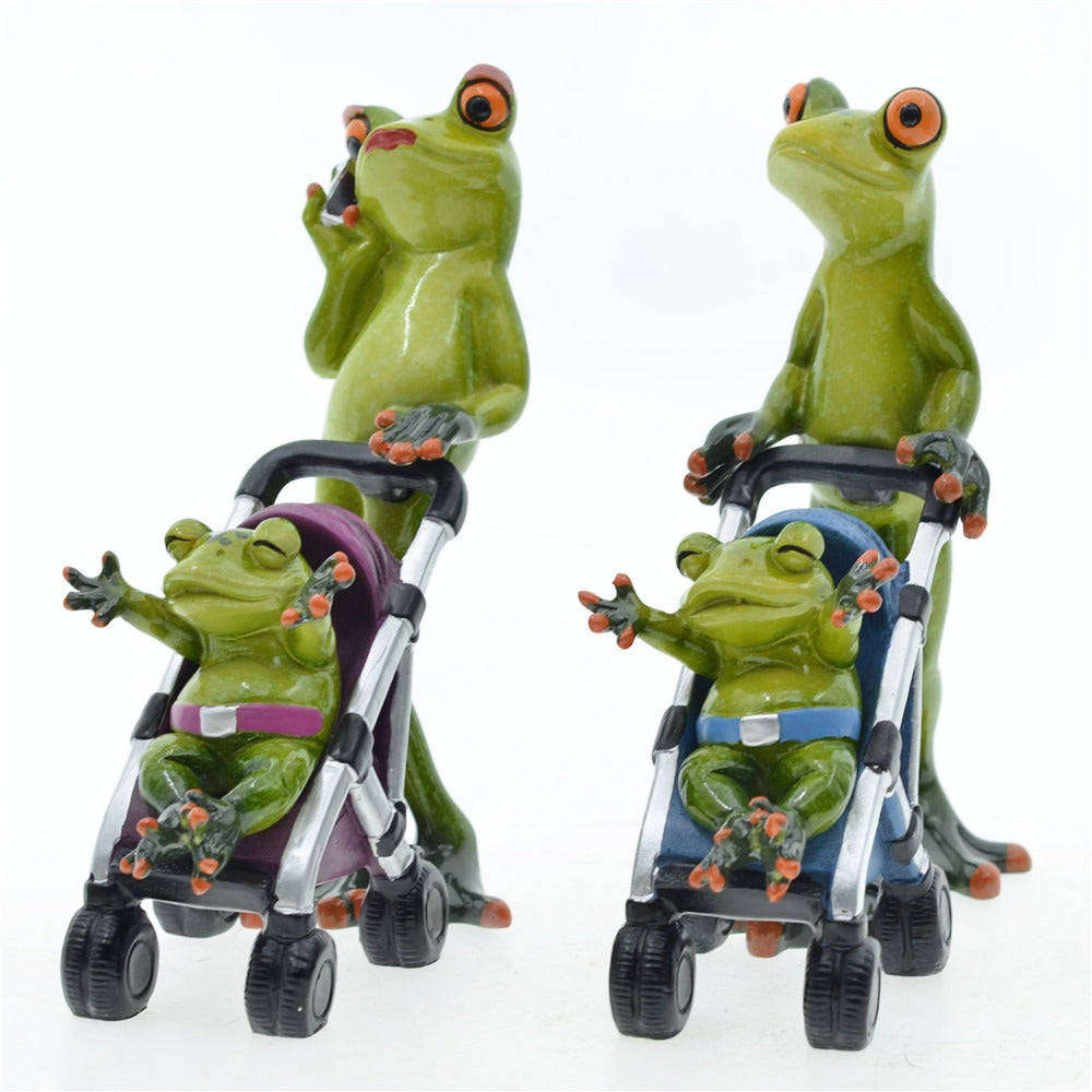 Garden home couple parent-child family frog resin ornaments