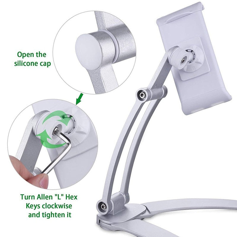Kitchen Tablet Stand Wall Desk Tablet Mount Stand Fit For 5-10.5 inch Width Tablet Metal Bracket Smartphones Holders