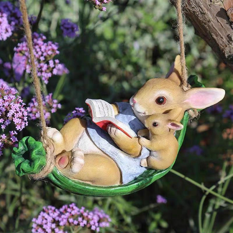 Garden Ornament Outdoor Tree Hanging Swing Decorative Novelty Balcony Animal Craft Gift