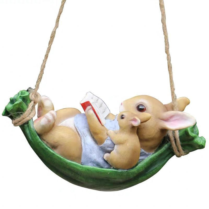 Garden Ornament Outdoor Tree Hanging Swing Decorative Novelty Balcony Animal Craft Gift