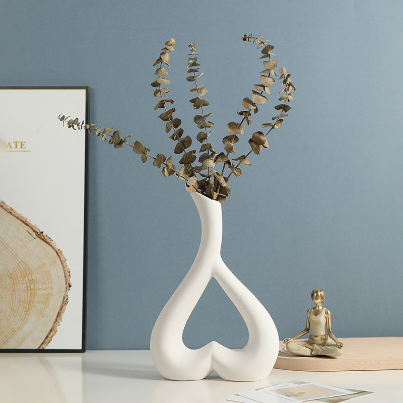Creative Love Ceramic Vase Electroplating Vegan Dried Flowers Flower Arrangement Home Decor Ornament