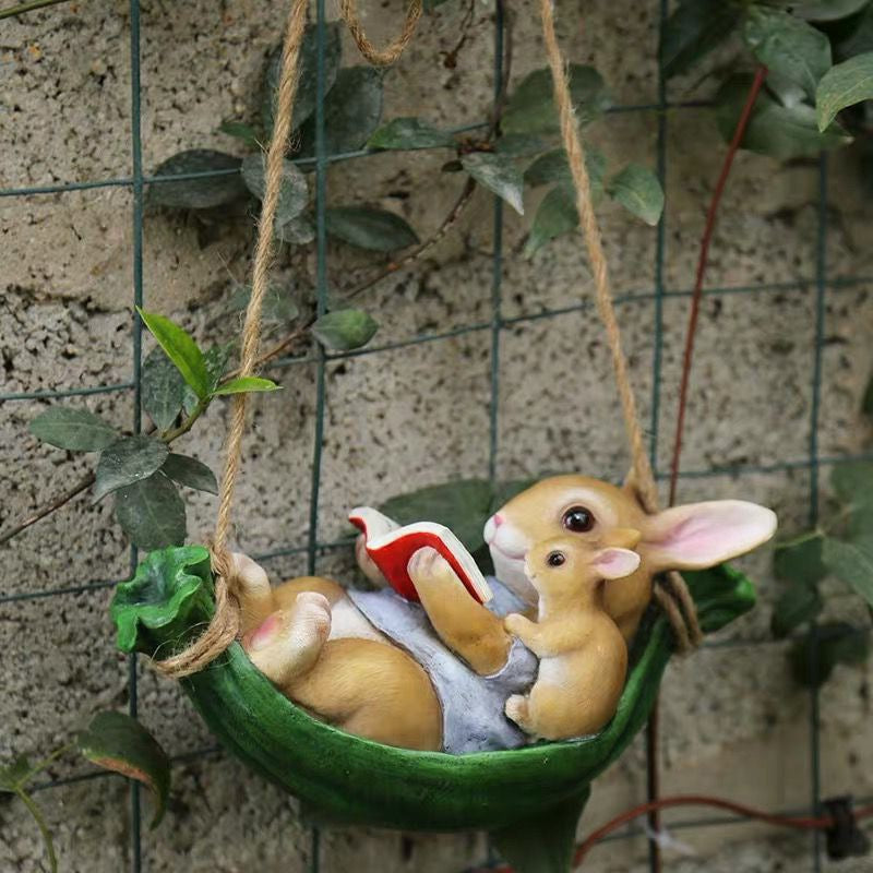 Garden Ornament Outdoor Tree Hanging Swing Decorative Novelty Balcony Animal Craft Gift