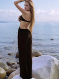 Backless Halter Women's Cover-Up Dress  ( The Top and skirt are attached - swimwear is not included)