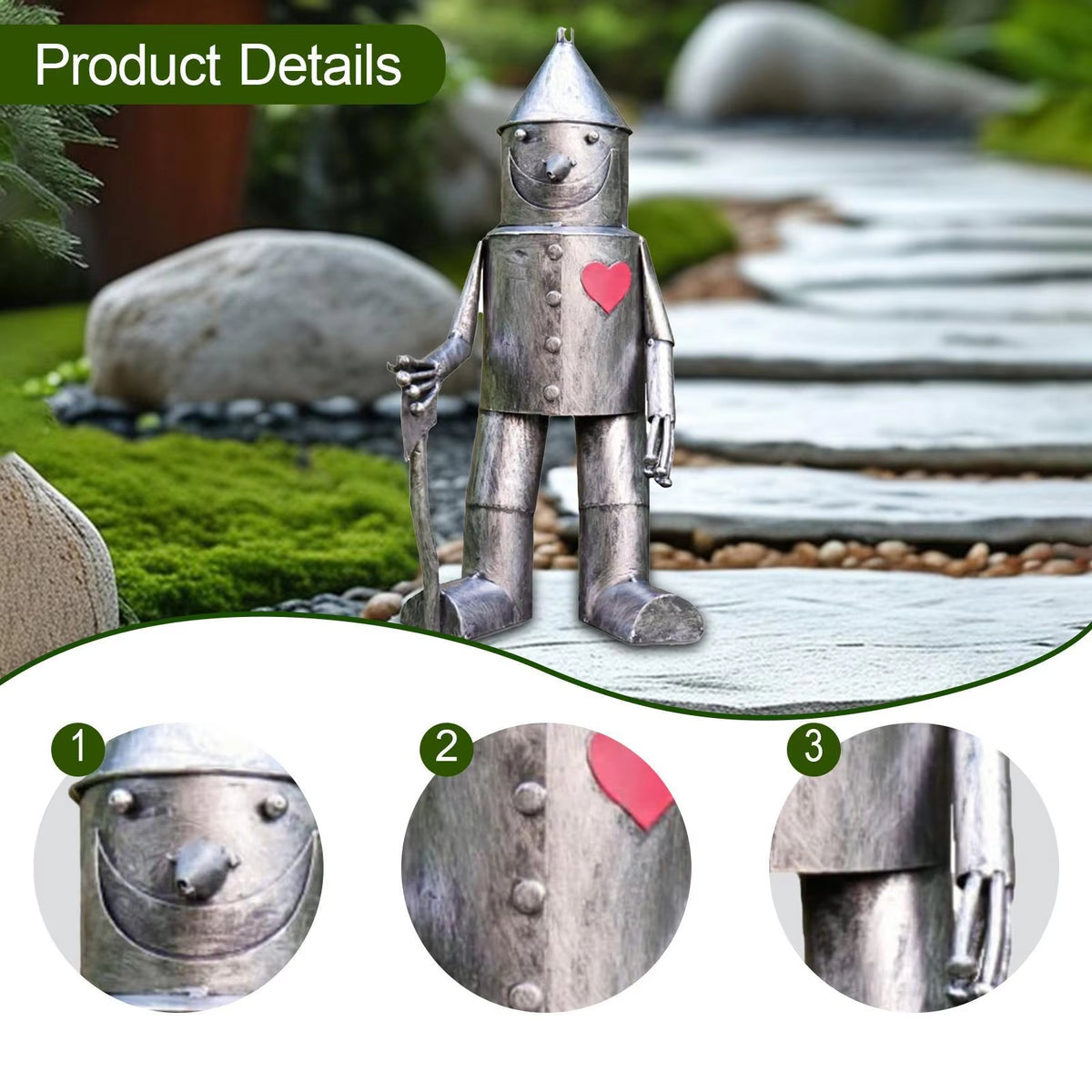 Garden Statue Resin Tin Man Ornaments Sculpture for Lawn Balcony Home