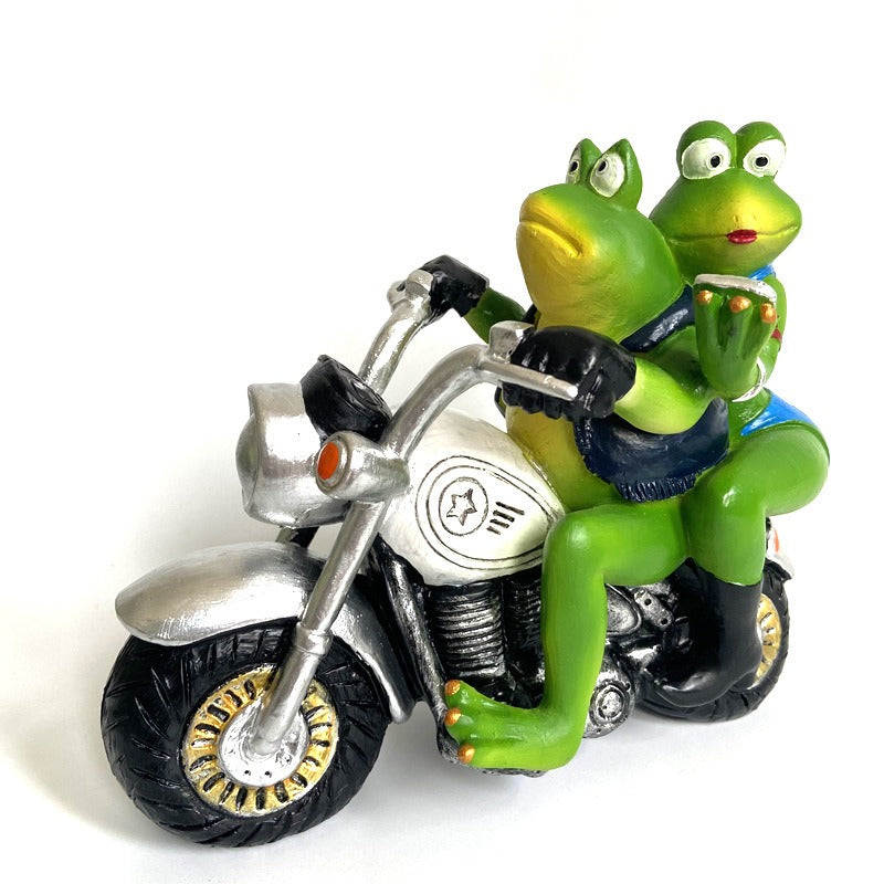Frog motorcycle resin decoration