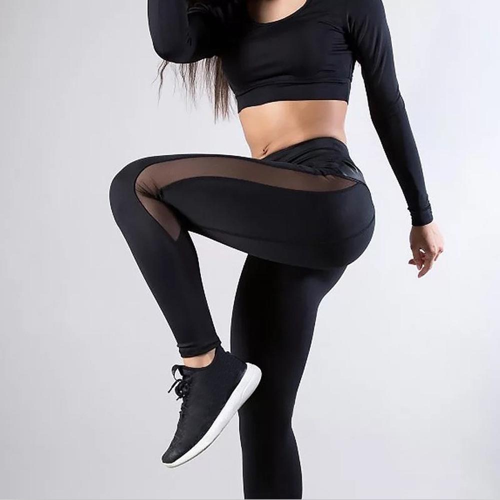 High Waist Mesh Yoga Women's Leggings – Push Up