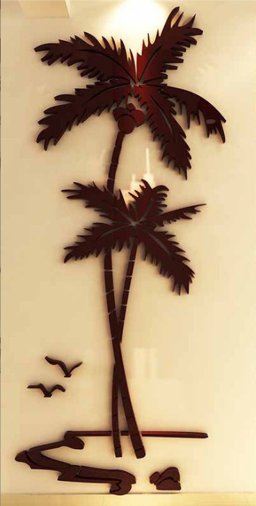 3D Coconut Tree Acrylic Mirror Wall Sticker for Children's Room, Dining Room, Living Room, DIY TV Wall Background Home Decoration