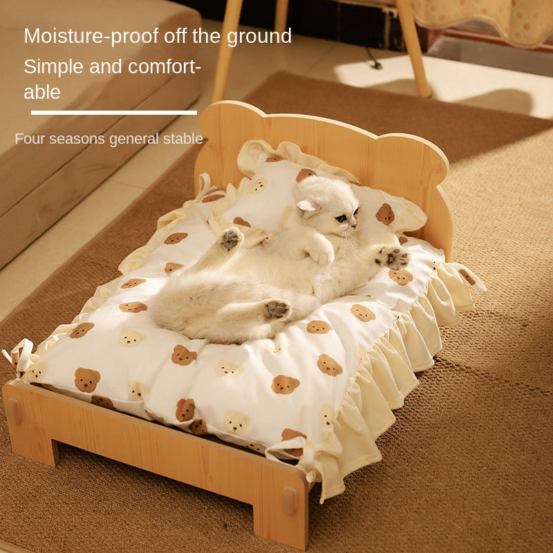 Universal Pet Bed Pet Nest Dog Nest Removable Solid Wood Bed Cute Kitten Princess Bed Pet Supplies