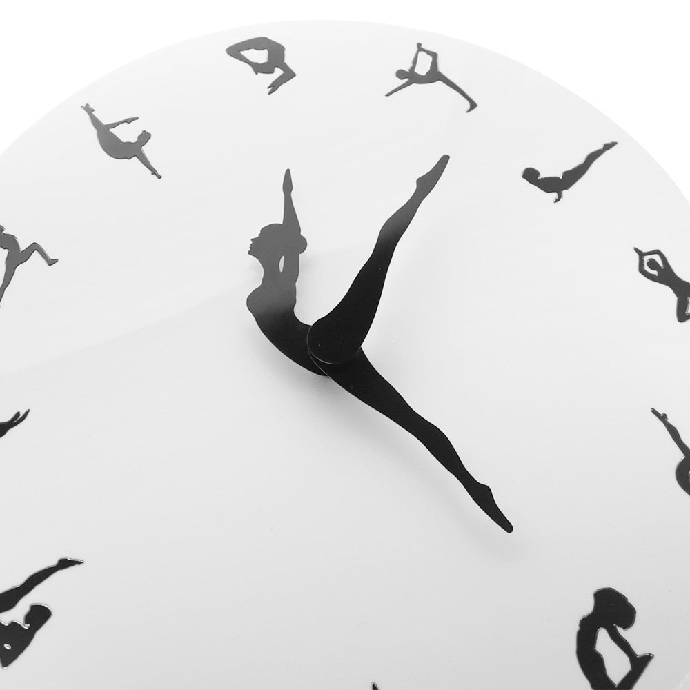 Yoga & Dance Postures Silent Wall Clock - Fitness & Meditation Decor Gift