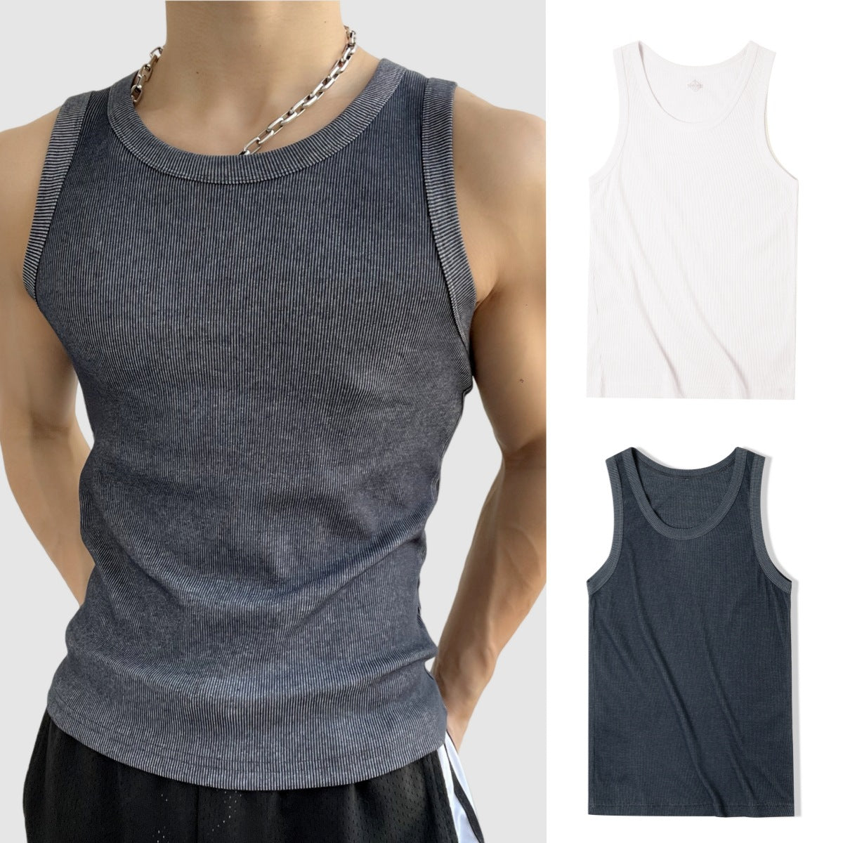 Men's Ribbed Cotton Sleeveless Vest
