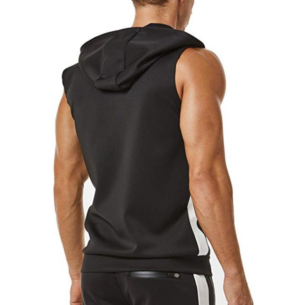 Men's Zipper Hooded Gym Vest