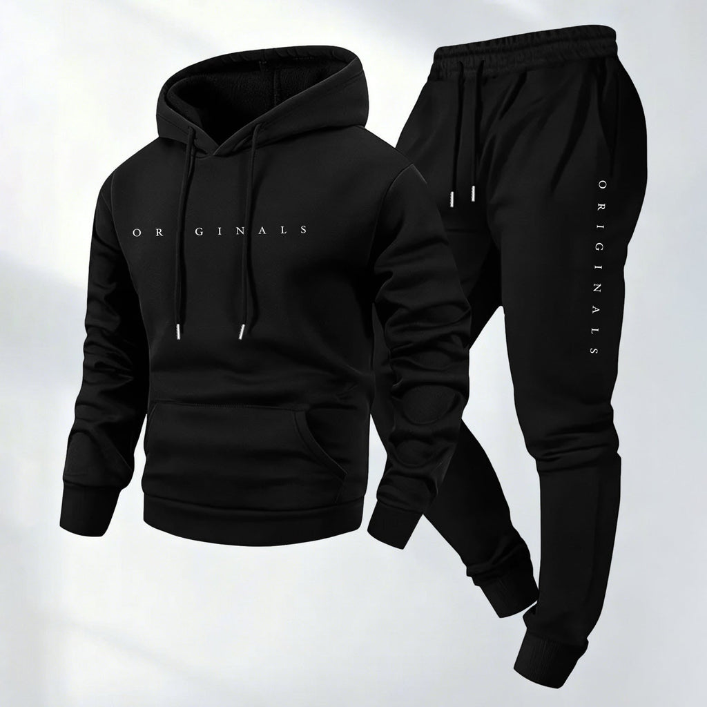 Men's Oversized Letter Print Pullover Hooded Sweatshirt Set