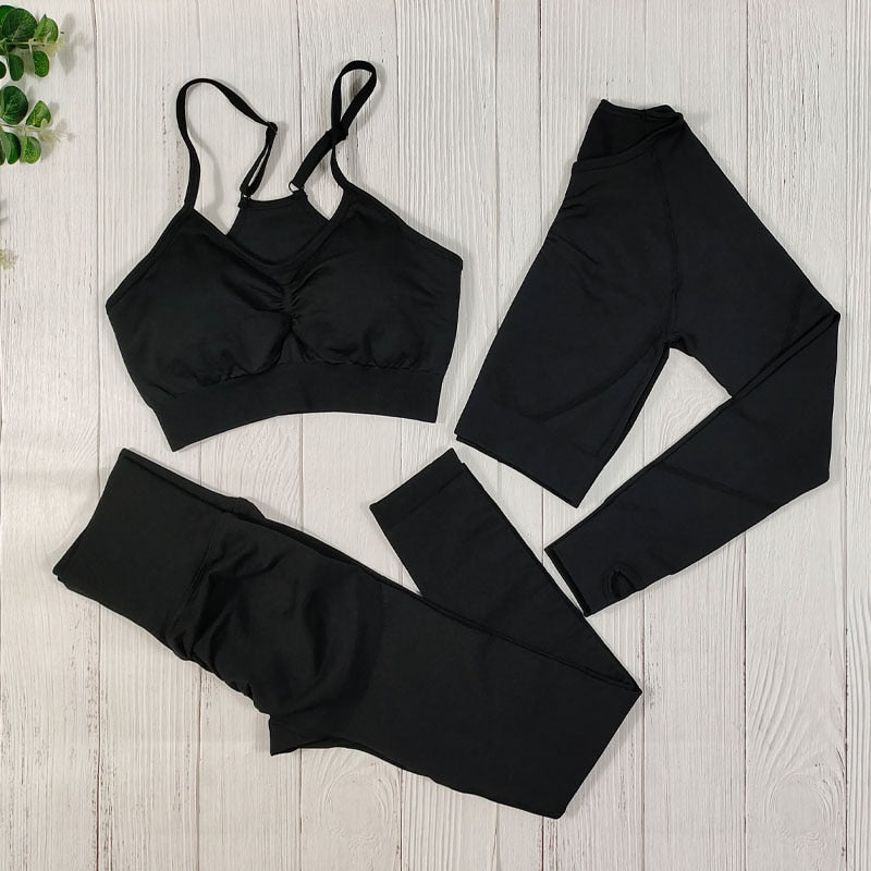 Seamless Gym Outfit Set – Top + Women's Leggings