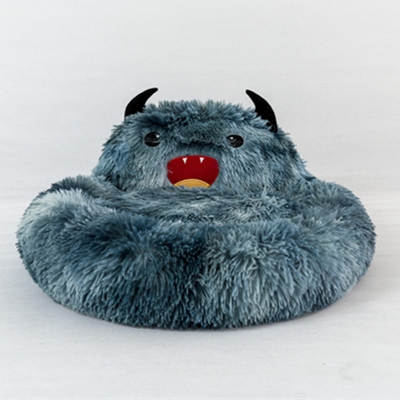 Pet Supplies Plush Small Monster Pet Nest Mattress Creative Dog Bed Autumn And Winter Warm Cat Bed
