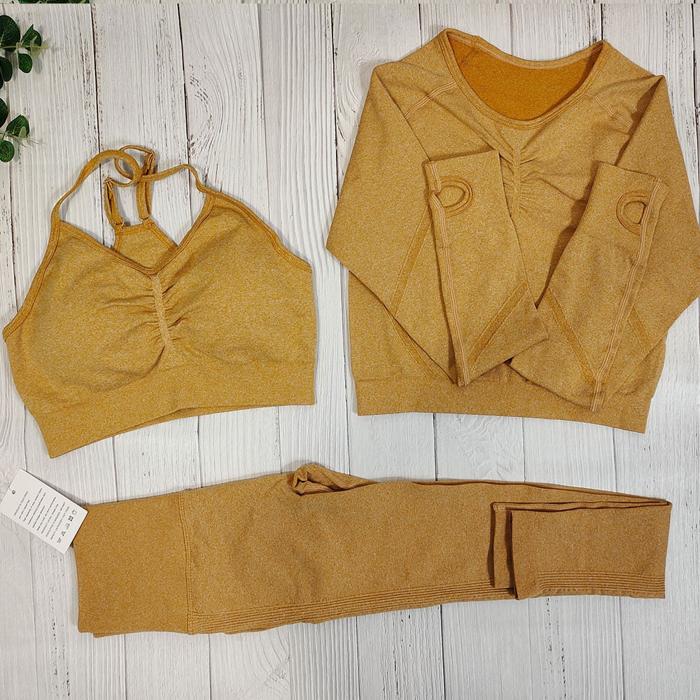 Seamless Gym Outfit Set – Top + Women's Leggings