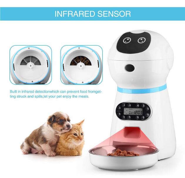3.5L Automatic Robot Pet Feeder Smart Pet Feeder Stainless Steel Food Tray
