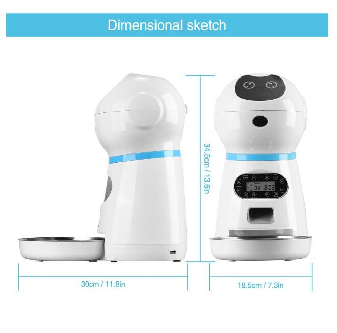 3.5L Automatic Robot Pet Feeder Smart Pet Feeder Stainless Steel Food Tray