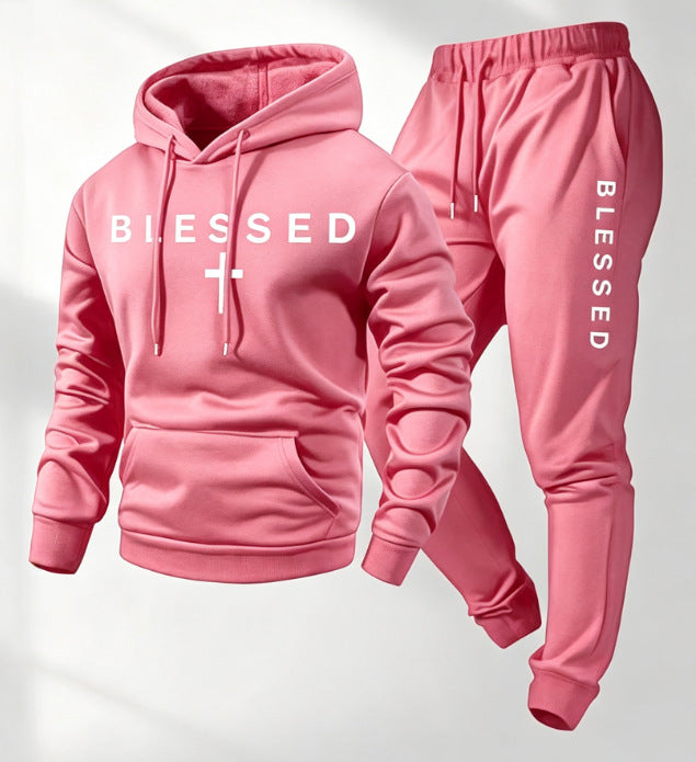 Conjunto de sudadera con capucha y pantalón casual con estampado gráfico para hombre, conjunto deportivo de dos piezas de ajuste holgado