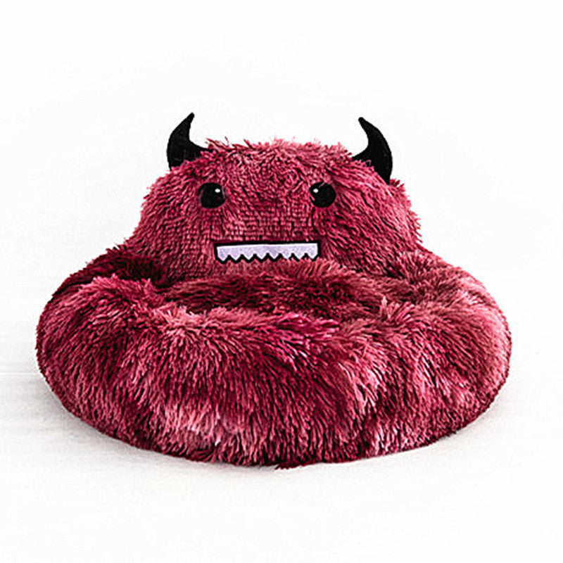 Pet Supplies Plush Small Monster Pet Nest Mattress Creative Dog Bed Autumn And Winter Warm Cat Bed