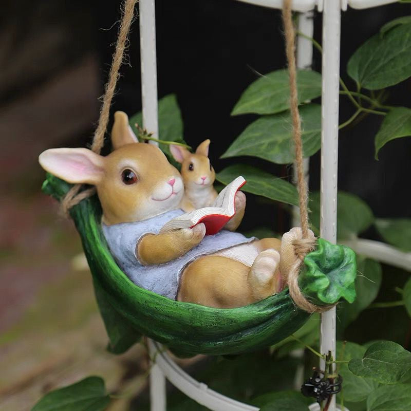 Garden Ornament Outdoor Tree Hanging Swing Decorative Novelty Balcony Animal Craft Gift