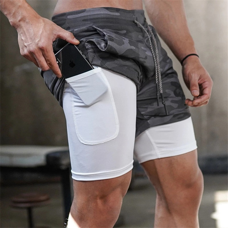 Men's Camo 2-in-1 Running Shorts