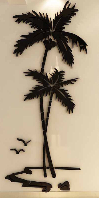 3D Coconut Tree Acrylic Mirror Wall Sticker for Children's Room, Dining Room, Living Room, DIY TV Wall Background Home Decoration