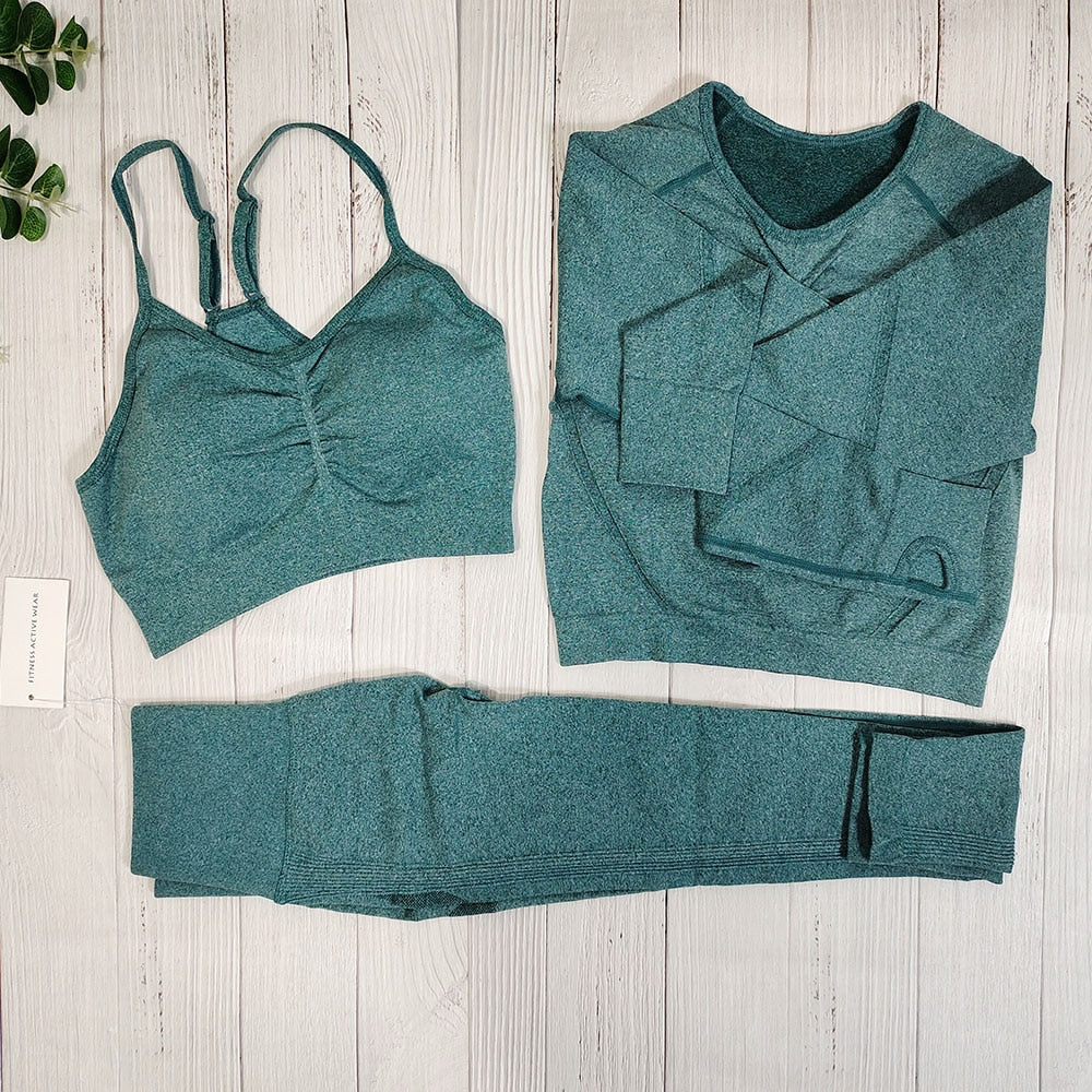 Seamless Gym Outfit Set – Top + Women's Leggings