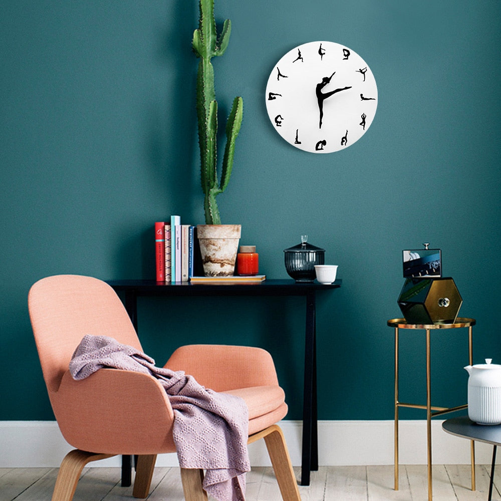 Yoga & Dance Postures Silent Wall Clock - Fitness & Meditation Decor Gift
