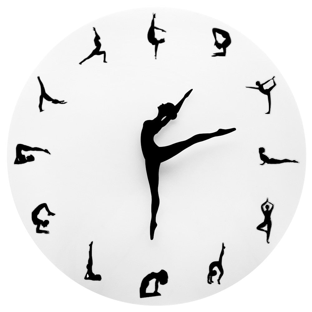 Yoga & Dance Postures Silent Wall Clock - Fitness & Meditation Decor Gift