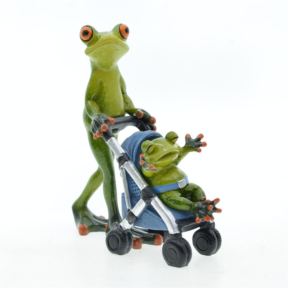 Garden home couple parent-child family frog resin ornaments