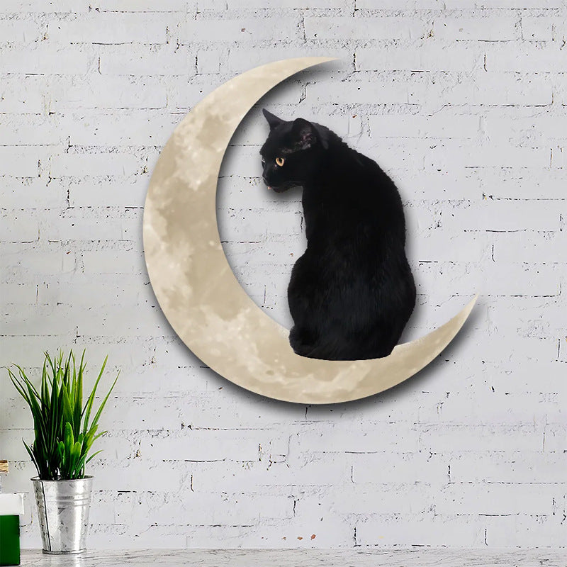 Bedroom Metal Wall Art Moon Cat Indoor And Outdoor Crafts Cat Decoration Wall Decoration
