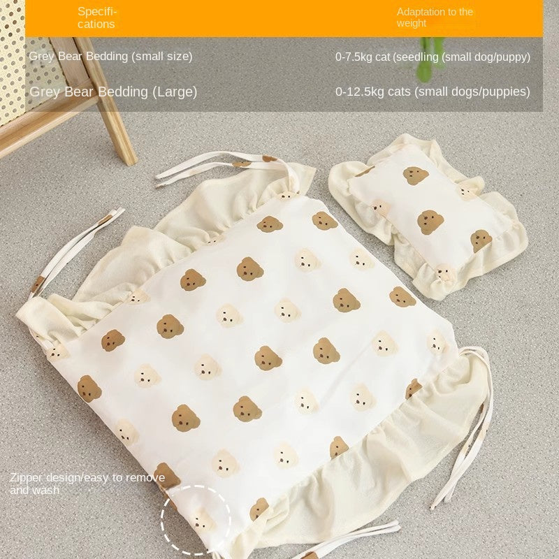 Universal Pet Bed Pet Nest Dog Nest Removable Solid Wood Bed Cute Kitten Princess Bed Pet Supplies