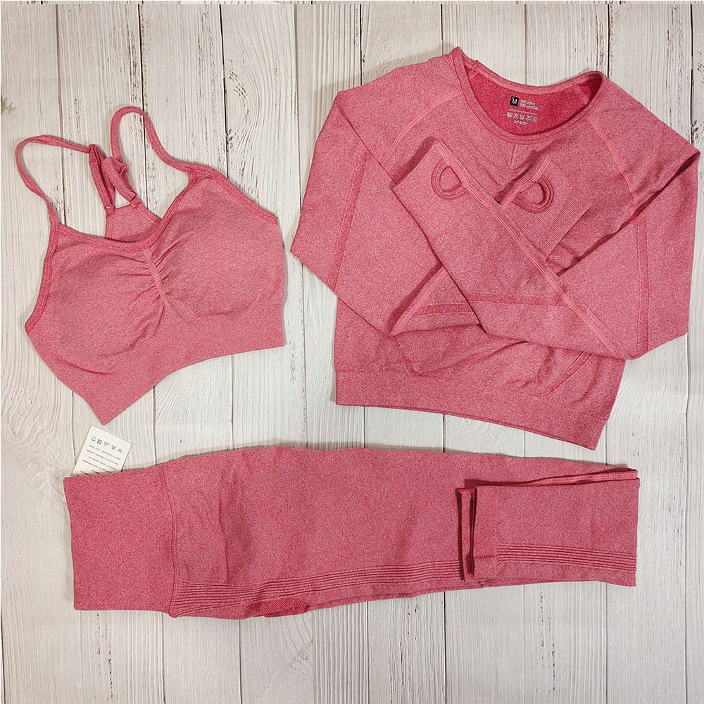 Seamless Gym Outfit Set – Top + Women's Leggings