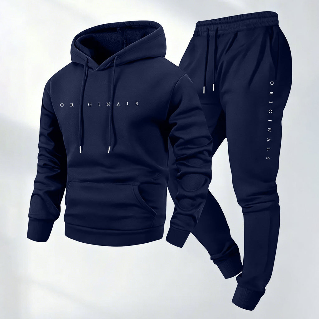 Men's Oversized Letter Print Pullover Hooded Sweatshirt Set