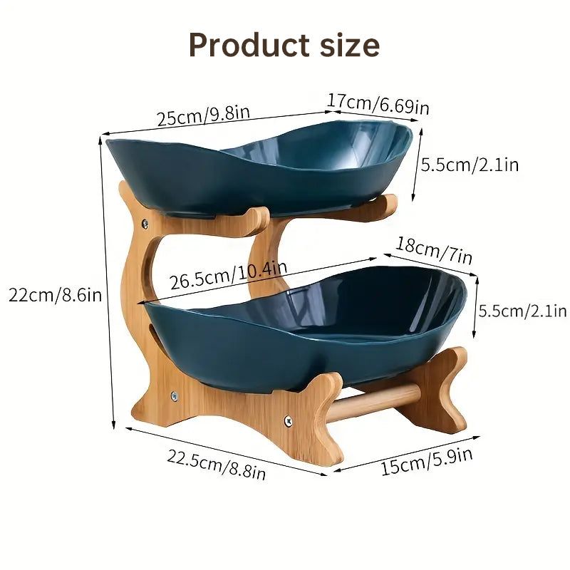 2-Tier Bamboo Fruit Stand for Kitchen, Space Saving Countertop Organizer with Ventilation to Keep Produce Fresh