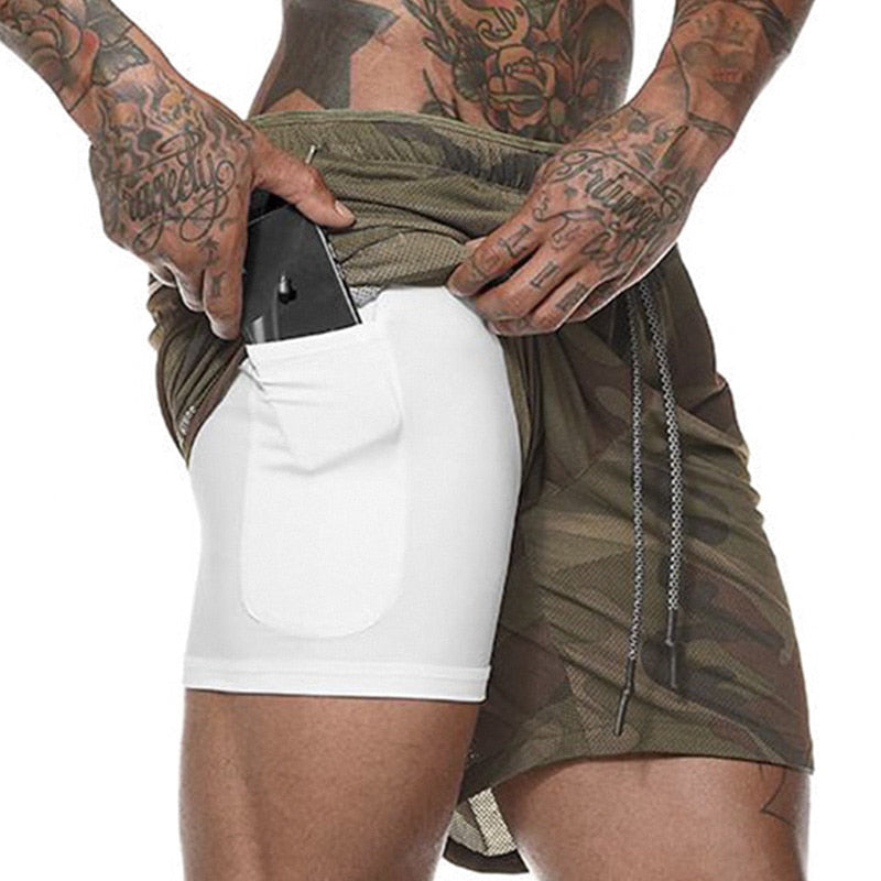 Shorts 2 en 1 para Hombre – Shorts Deportivos de Secado Rápido con Bolsillo Interior
