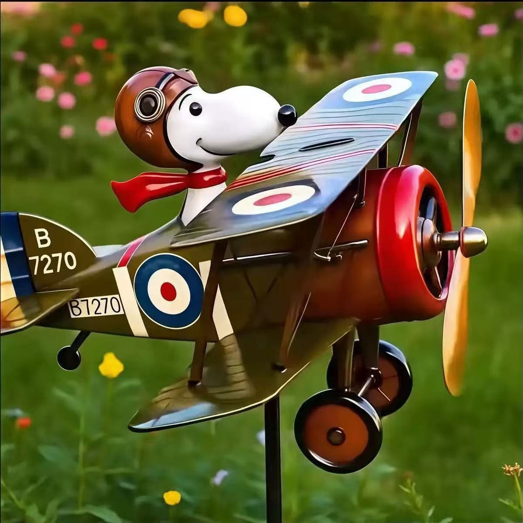 Pilot Snoopy Garden Windmill Metal Outdoor Garden Decoration