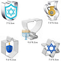 Hanukkah Cookie Cutter Set - 5 Piece Stainless Steel Dreidel, Torah, and Menorah Cookie Molds
